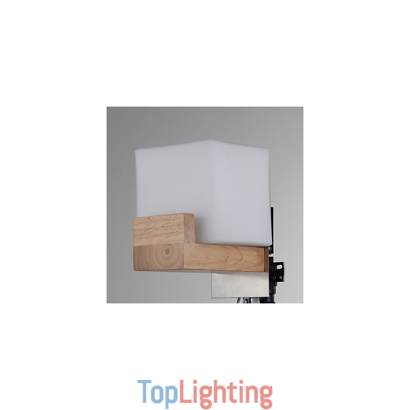 Simple Wall Lamp Bedside Desk Lamp With Glass Shade and Solid Wood for Bedroom Dresser Living Room Baby Room College Dorm Coffee Table Bookcas