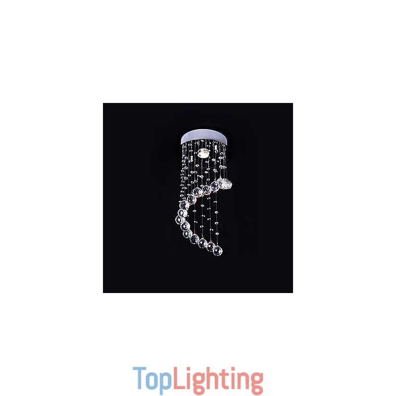 Modern Contemporary Crystal Electroplated Metal Chandelier Flush Mount