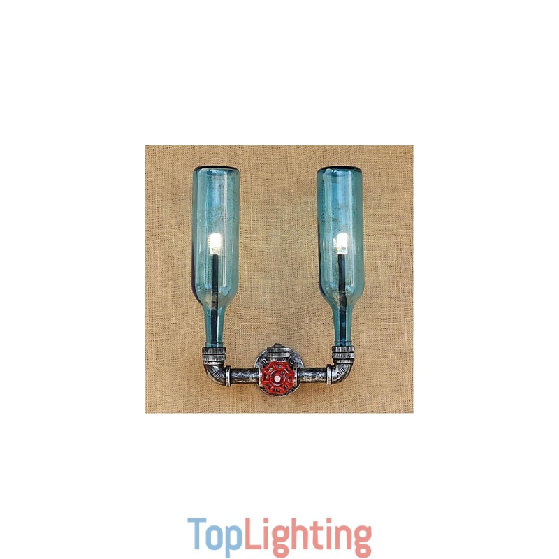 Retro Industrial Wind Switch Water Bottle Wall Lamp Wall Light Blue