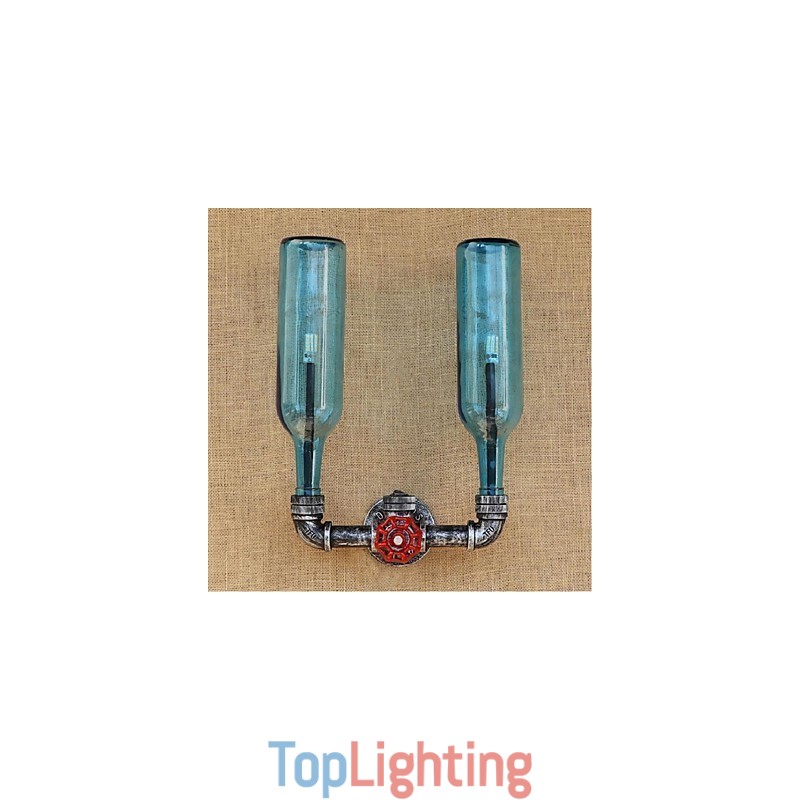 Retro Industrial Wind Switch Water Bottle Wall Lamp Wall Light Blue