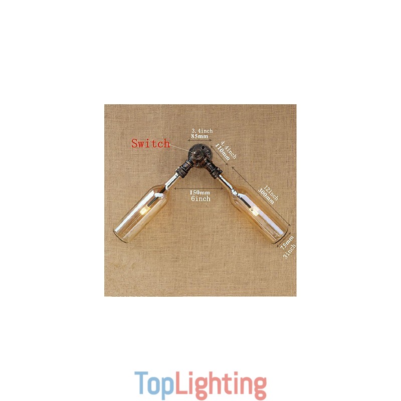 Retro American Village Creative Industry Wind Designer Water Bottle Wall Lamp Wall Light Amber