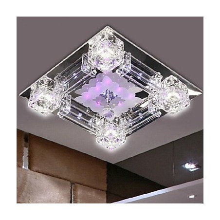 Modern Contemporary Crystal Electroplated Glass Flush Mount