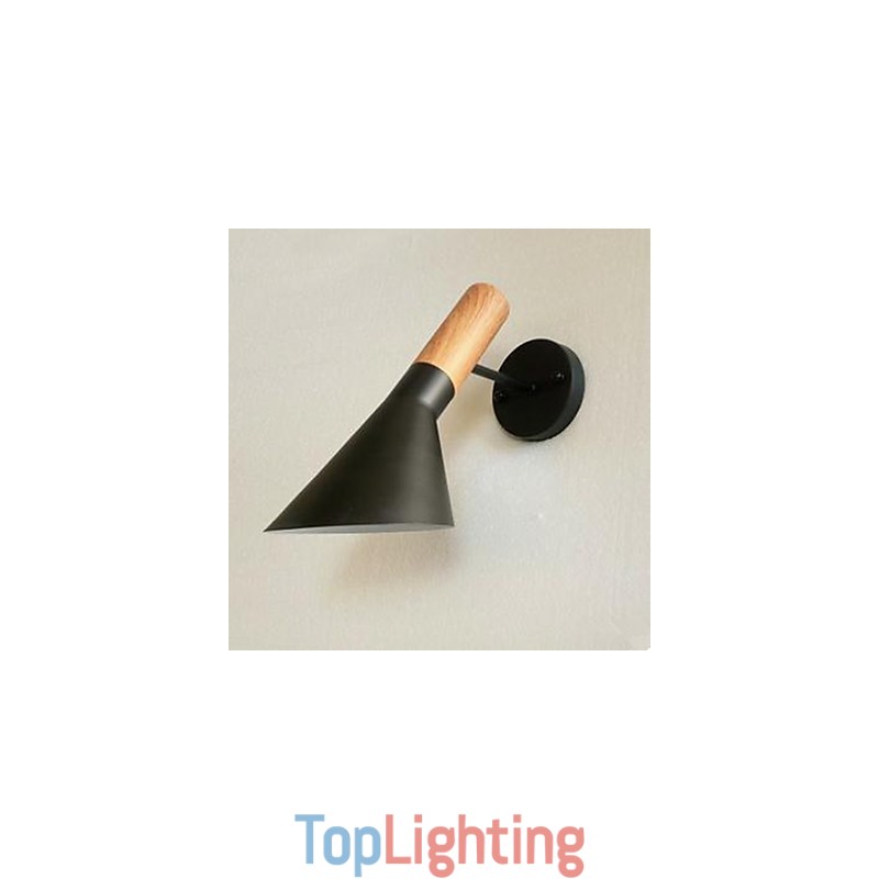 Modern Simple Living Room Bed Wrought Iron Imitation Wood Wall Lamp