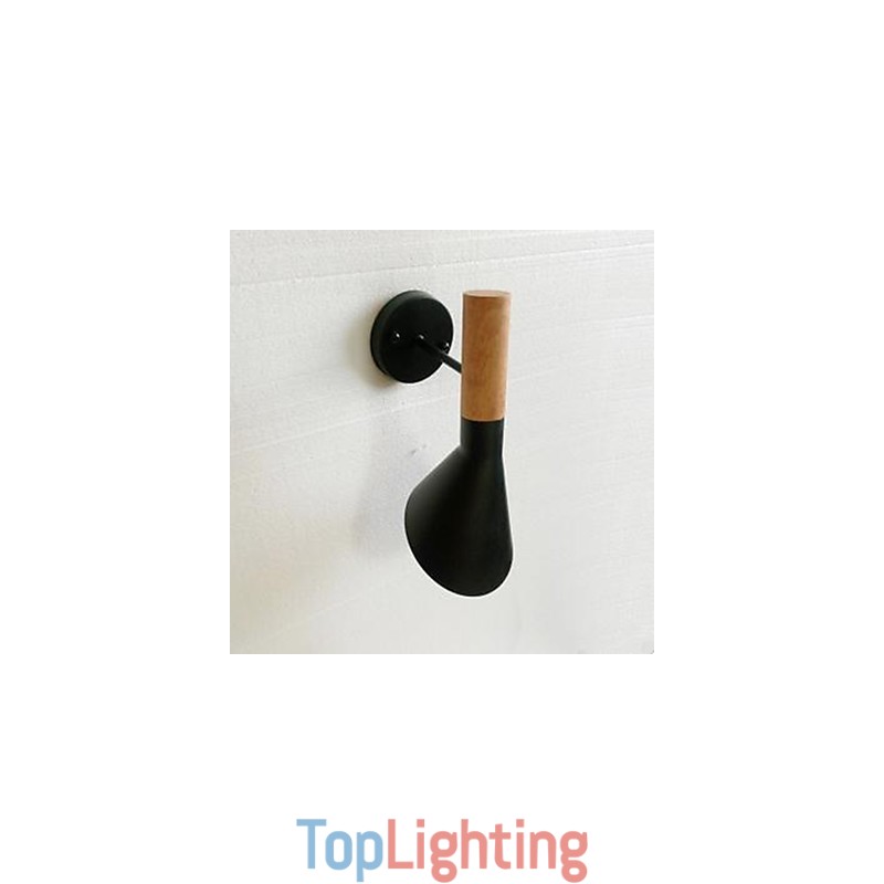 Modern Simple Living Room Bed Wrought Iron Imitation Wood Wall Lamp