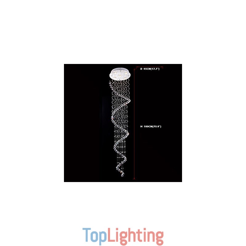 Crystal Pendant Light Chandelier Lighting 5 Lights Silver Canpoy Clear K9 Crystal Helix Ceiling Lamps