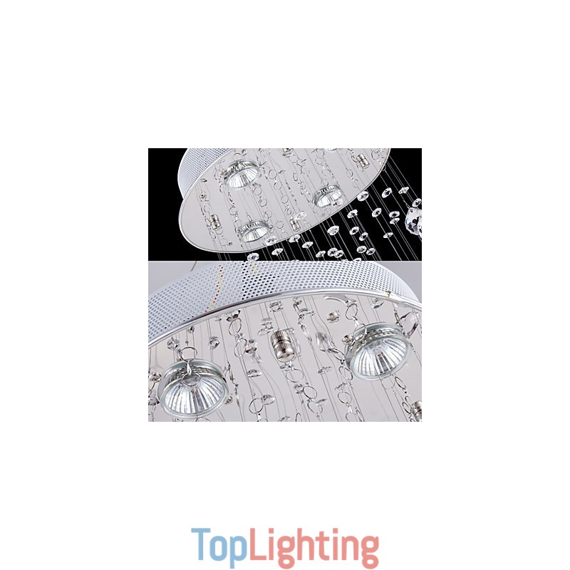 Crystal Pendant Light Chandelier Lighting 5 Lights Silver Canpoy Clear K9 Crystal Helix Ceiling Lamps