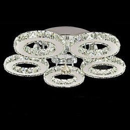 Crystal Flush Mount 5 Lights Modern Transparent Electroplating Stainless Steel