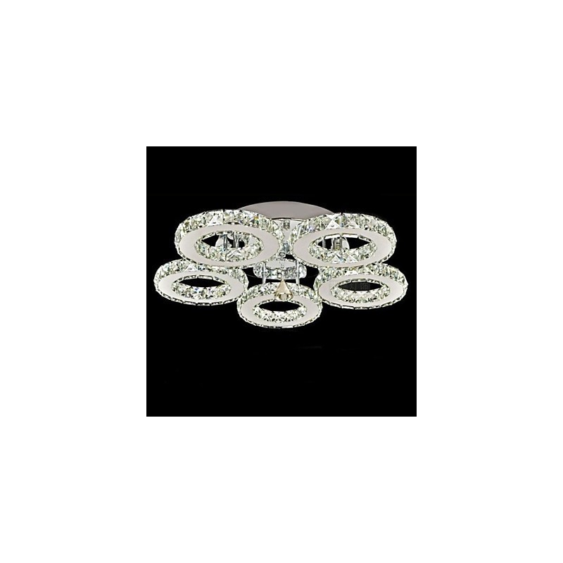 Crystal Flush Mount 5 Lights Modern Transparent Electroplating Stainless Steel