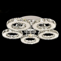 Crystal Flush Mount 5 Lights Modern Transparent Electroplating Stainless Steel