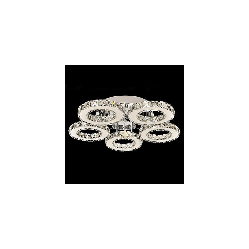 Crystal Flush Mount 5 Lights Modern Transparent Electroplating Stainless Steel