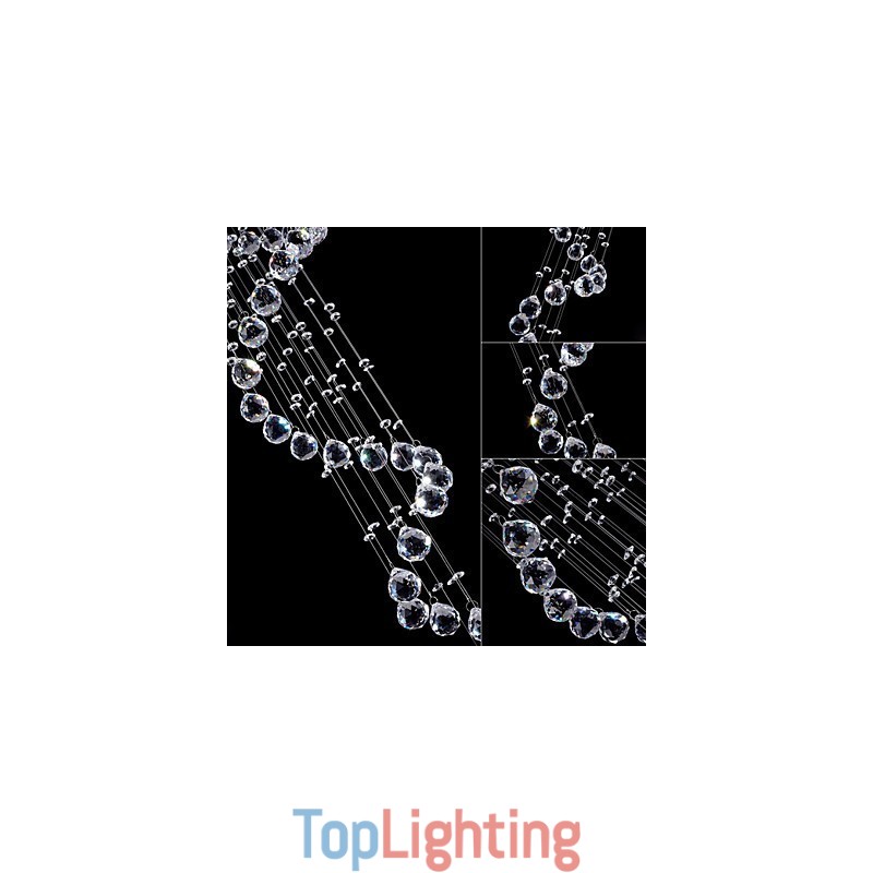 Crystal Pendant Light Chandelier Lighting 5 Lights Silver Canpoy Clear K9 Crystal Helix Ceiling Lamps