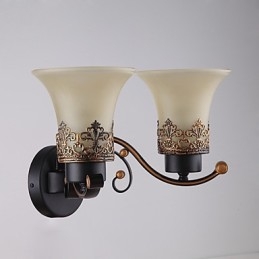 Double Head Amercian Countryside Vintage Metal with Glass Wall Lamp for the Canteen Room Living Room Entry Foyer Decorate Wall Lamp