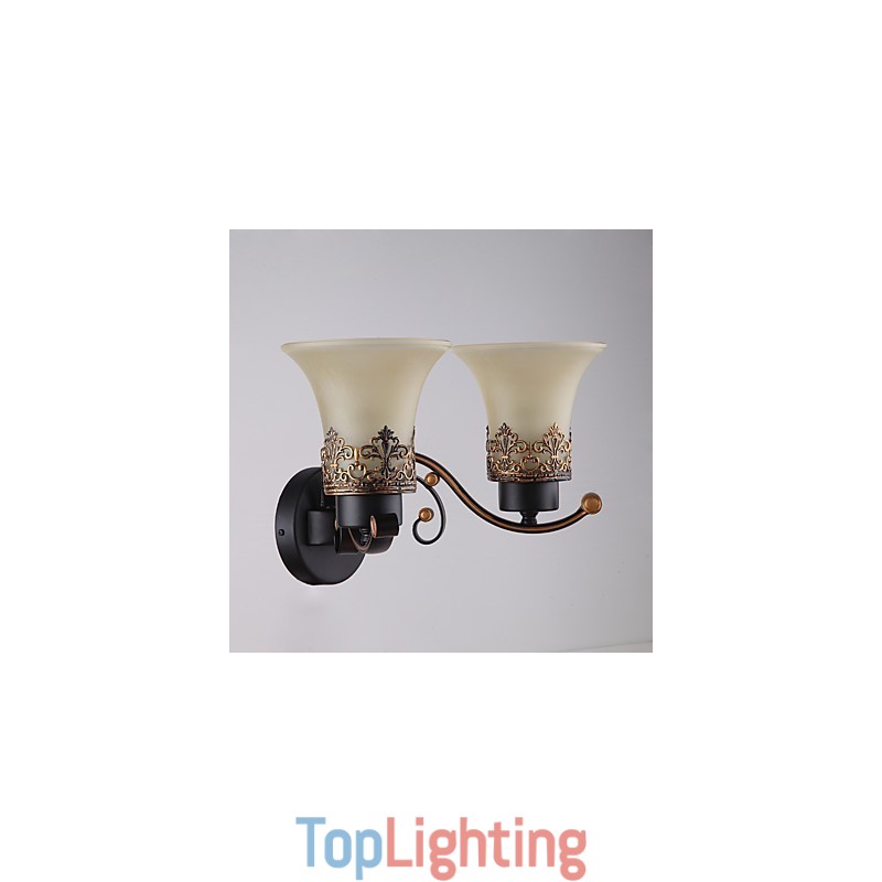 Double Head Amercian Countryside Vintage Metal with Glass Wall Lamp for the Canteen Room Living Room Entry Foyer Decorate Wall Lamp