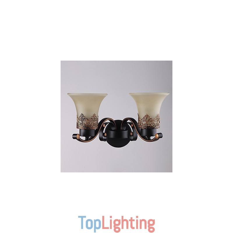 Double Head Amercian Countryside Vintage Metal with Glass Wall Lamp for the Canteen Room Living Room Entry Foyer Decorate Wall Lamp