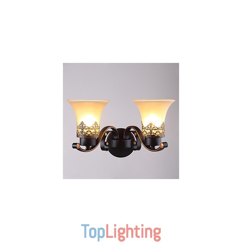 Double Head Amercian Countryside Vintage Metal with Glass Wall Lamp for the Canteen Room Living Room Entry Foyer Decorate Wall Lamp