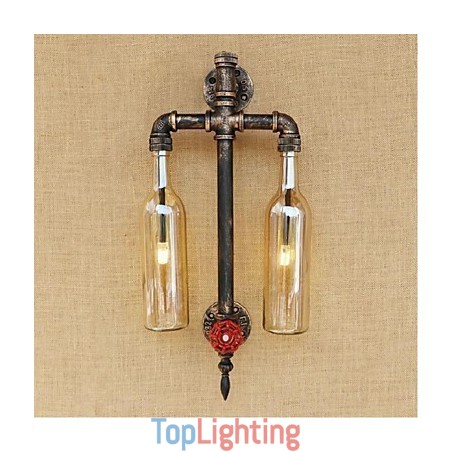 American Themed Restaurant Bar Iron With Switch Water Pipe Wine Bottle Wall Lamp Amber American Themed Restaurant Bar Iron With Switch Water Pipe Wine Bottle Wall Lamp Amber