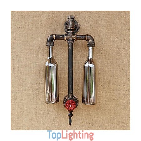 American Themed Restaurant Bar Iron With Switch Water Pipe Wine Bottle Wall Lamp Gray American Themed Restaurant Bar Iron With Switch Water Pipe Wine Bottle Wall Lamp Gray