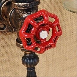 American Themed Restaurant Bar Iron With Switch Water Pipe Wine Bottle Wall Lamp Gray