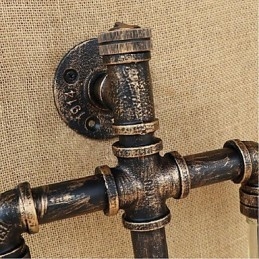 American Themed Restaurant Bar Iron With Switch Water Pipe Wine Bottle Wall Lamp Gray