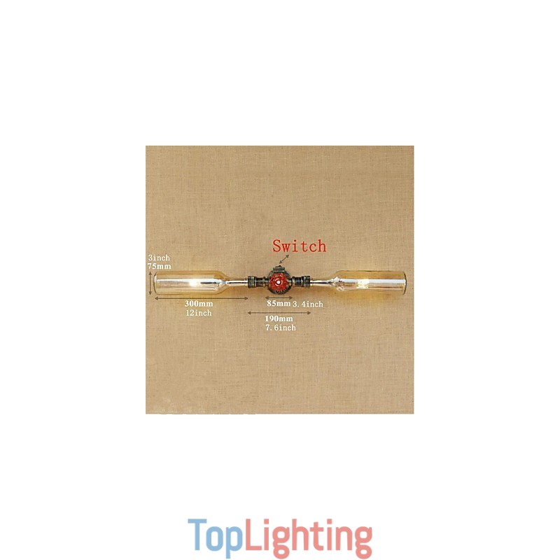 Retro American Village Creative Industry Wind Designer Water Bottle Wall Lamp Wall Light Amber