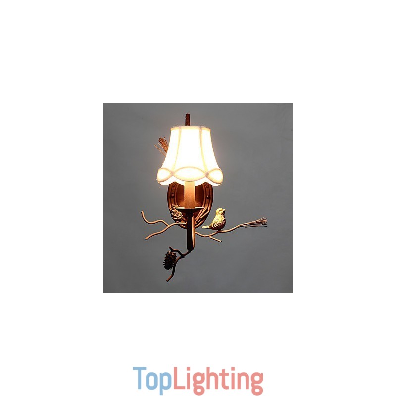 North Amercian Vintage Metal with Resin Bird and Pine Cone Wall Lamp Fit for the Living Room Dining Room Wall Light