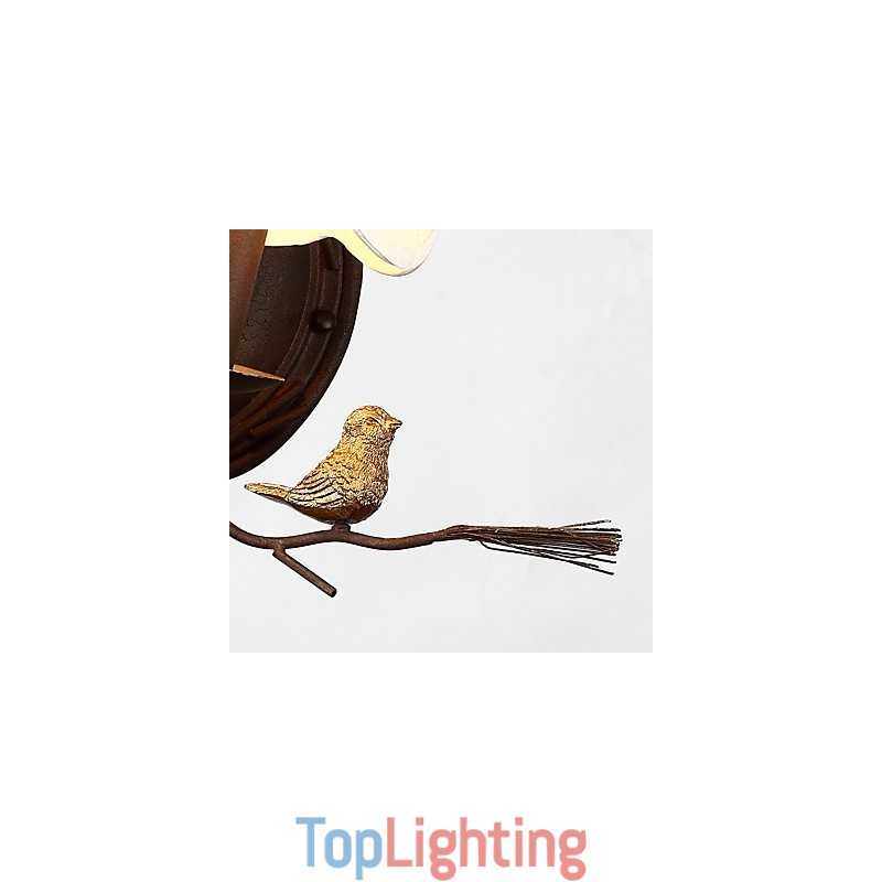 North Amercian Vintage Metal with Resin Bird and Pine Cone Wall Lamp Fit for the Living Room Dining Room Wall Light