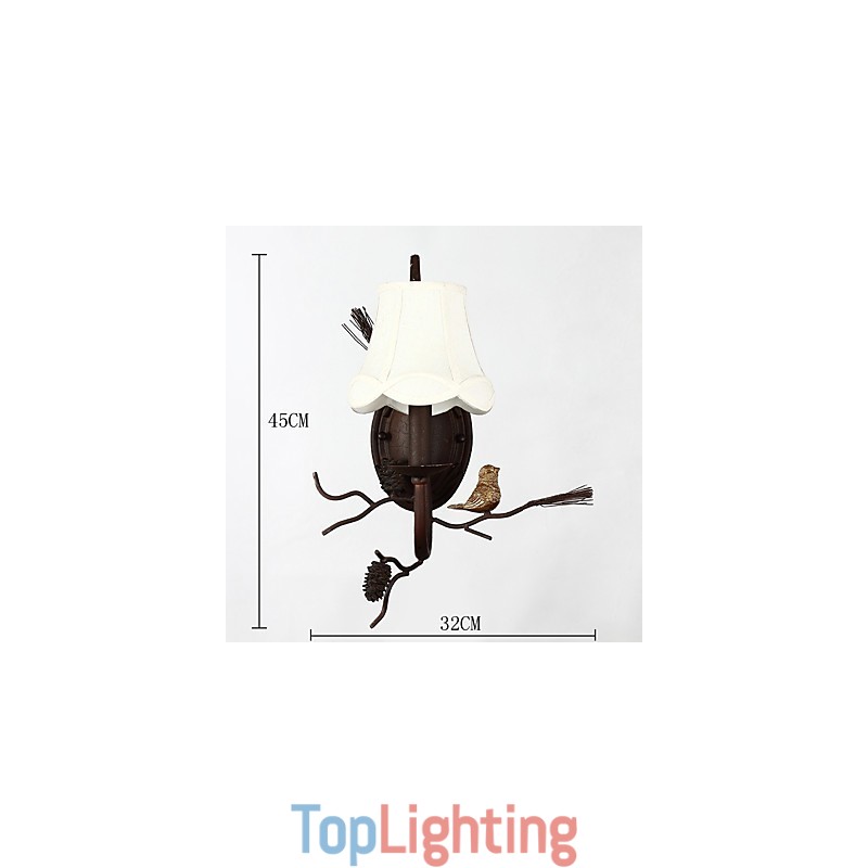 North Amercian Vintage Metal with Resin Bird and Pine Cone Wall Lamp Fit for the Living Room Dining Room Wall Light