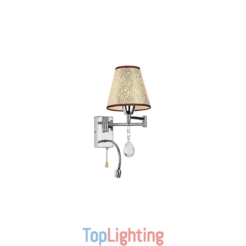 Wall Lamp for Bedroom Reading Lamp Fabric Lamp Modern Comtemporary Country Chrome Feature for Crystal Swing Arm