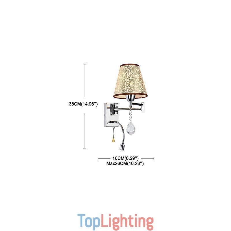 Wall Lamp for Bedroom Reading Lamp Fabric Lamp Modern Comtemporary Country Chrome Feature for Crystal Swing Arm