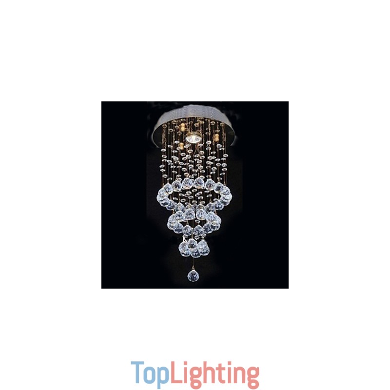 Modern Contemporary Crystal Electroplated Metal Flush Mount