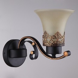 Single Head Amercian Countryside Vintage Metal with Glass Wall Lamp for the Canteen Room Living Room Entry Foyer Decorate Wall Lamp