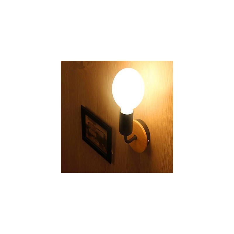 Modern Minimalist Creative Personality Wood Iron Lamp Corridor Balcony Bedroom Bedside Iron Wall Lamp