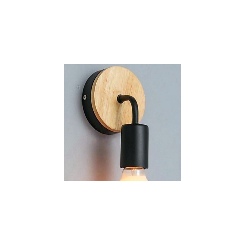 Modern Minimalist Creative Personality Wood Iron Lamp Corridor Balcony Bedroom Bedside Iron Wall Lamp