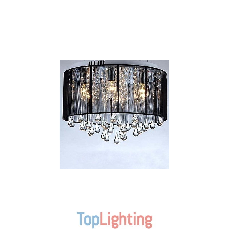 Luxury Black Drop Ceiling Crystal Chandelier