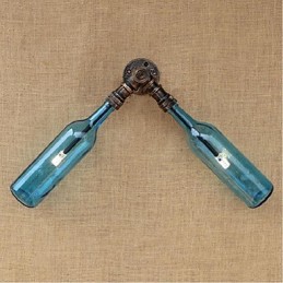 Retro American Village Creative Industry Wind Designer Water Bottle Wall Lamp Wall Light Blue
