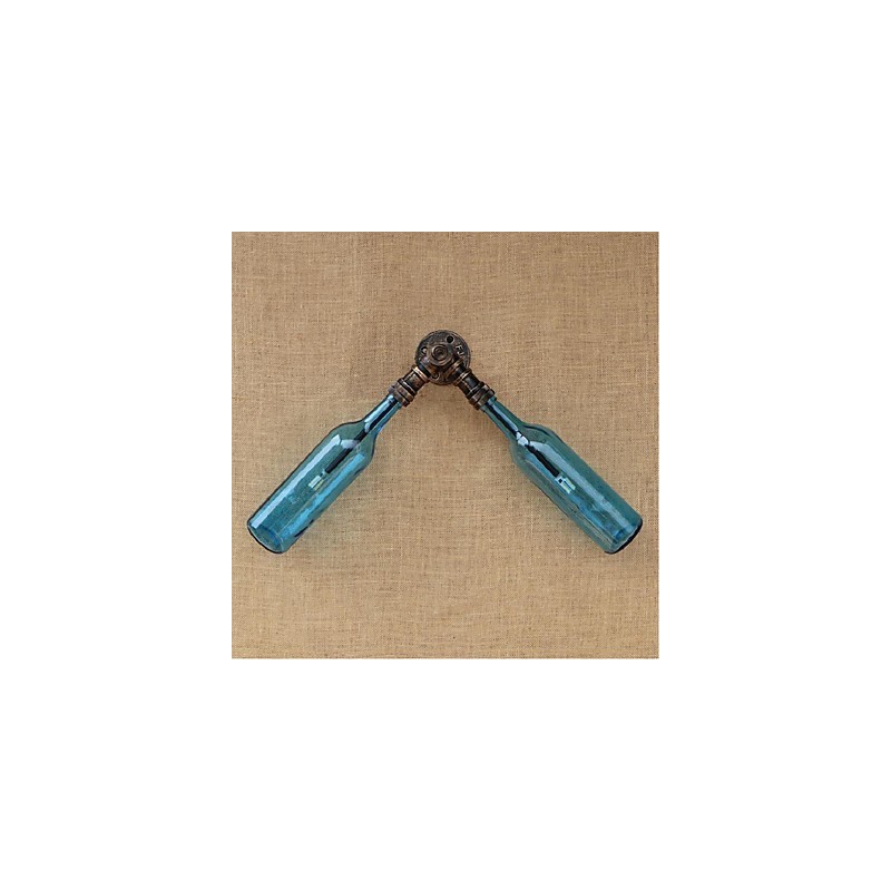 Retro American Village Creative Industry Wind Designer Water Bottle Wall Lamp Wall Light Blue