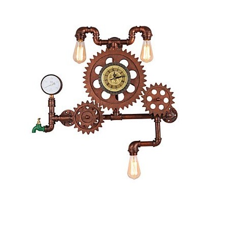 Vintage Industrial Pipe Wall Lights Wood Gear Shape Creative turnable Lights Restaurant Cafe Bar Decoration lighting Vintage Industrial Pipe Wall Lights Wood Gear Shape Creative turnable Lights Restaurant Cafe Bar Decoration lighting