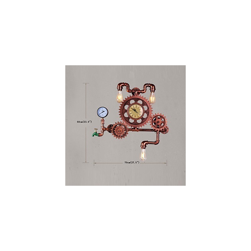 Vintage Industrial Pipe Wall Lights Wood Gear Shape Creative turnable Lights Restaurant Cafe Bar Decoration lighting
