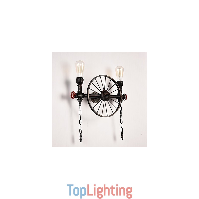 Vintage Industrial Pipe Wall Lights Creative Lights Restaurant Cafe Bar Decoration lighting With 2 Light Painted Finish