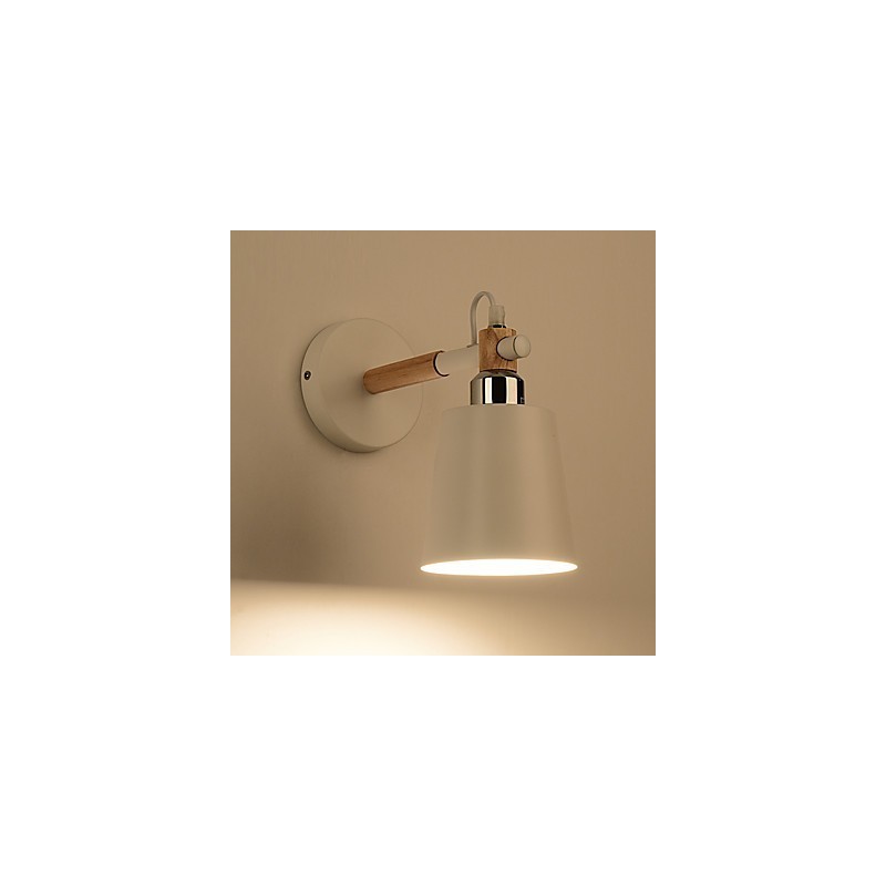 Vintage Wood Art Deco Metal Metal Rustic Wall Sconce Living Room Dining Room Hallway Wall Lamp Black White Optional