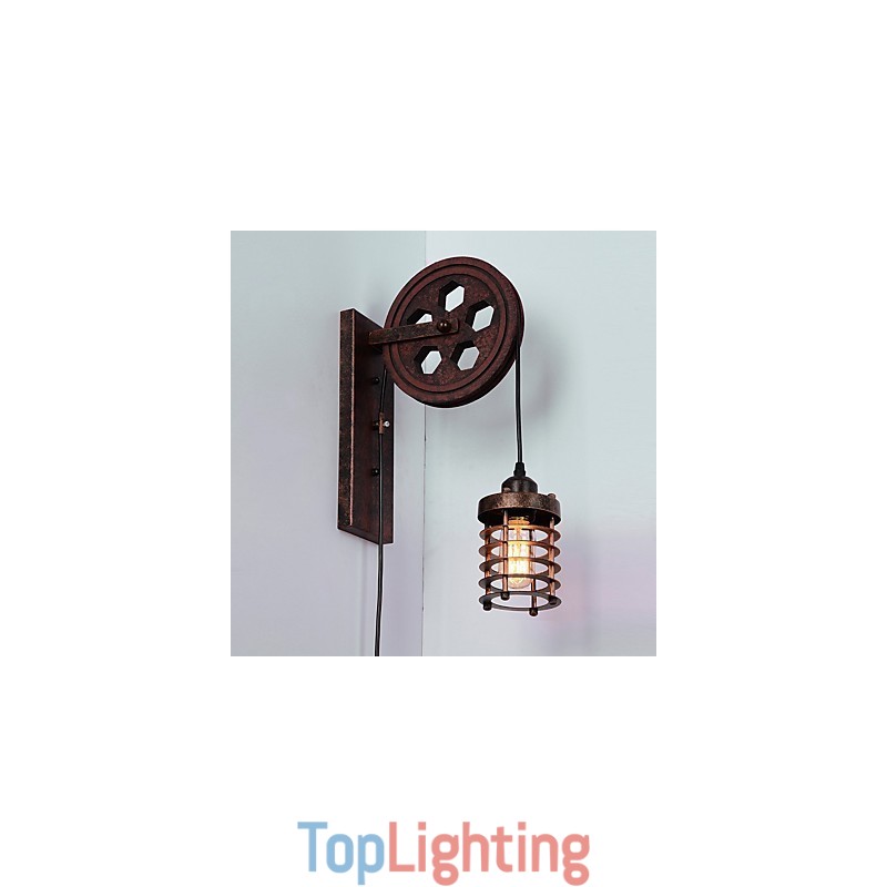 Industrial Retro Iron Wall Lamp Creative Personality Lift Pulley Wall Lamp