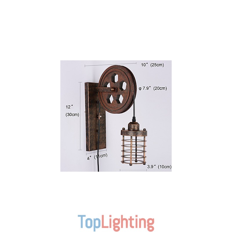 Industrial Retro Iron Wall Lamp Creative Personality Lift Pulley Wall Lamp
