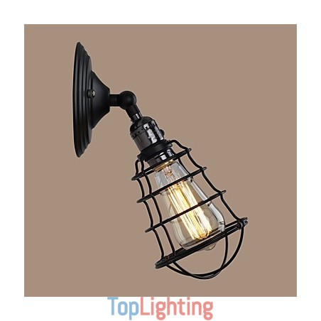 With switch Vintage 1 Light Industrial Black Metal Cage Loft Wall Lamp Living Room Dining Room Hallway Cafe Bars Bar Wall Sconce With switch Vintage 1 Light Industrial Black Metal Cage Loft Wall Lamp Living Room Dining Room Hallway Cafe Bars Bar Wall Sconce