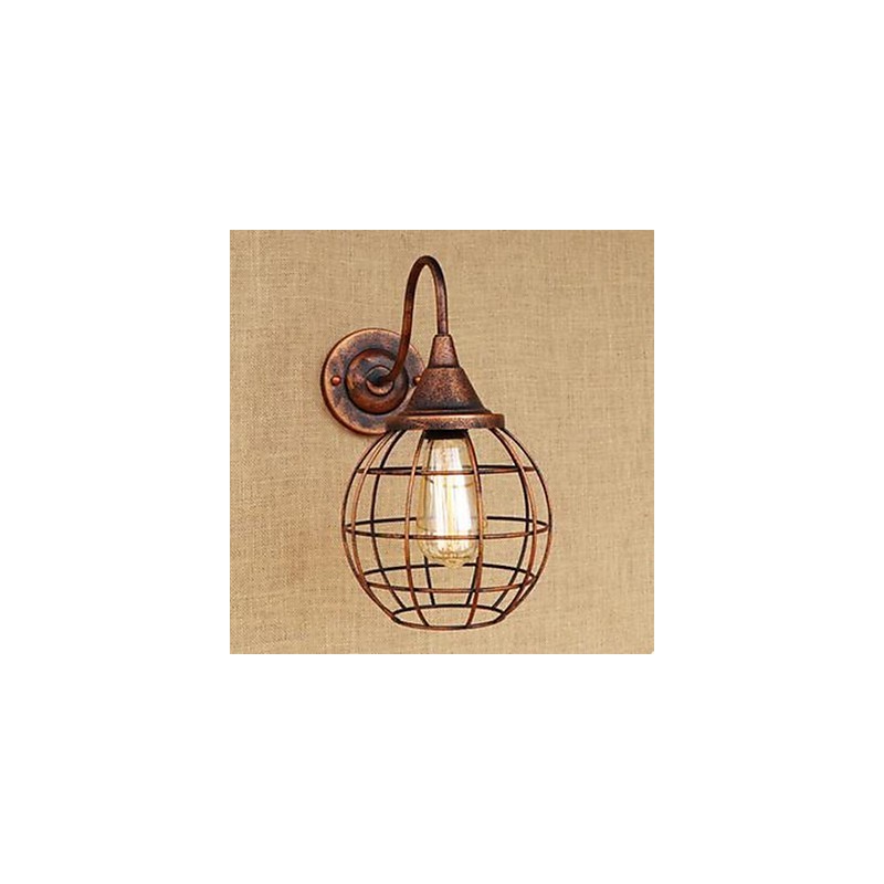 Iron Art RETRO Rust Color Study lLiving Room Bedside American Wall Lamp