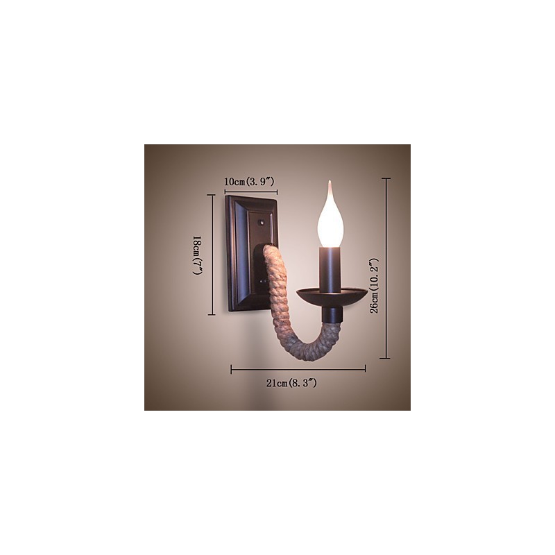 Hemp Rope Retro Wall Lamp Creative Personality Bar Iron Candle Lamp