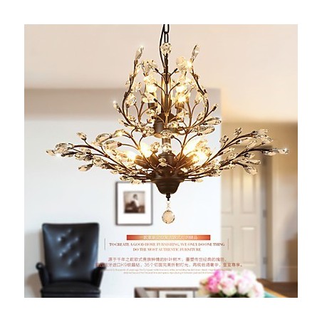 Vintage Crystal Flush Mount 8 Lights Metal Painting Black OR Gold Vintage Crystal Flush Mount 8 Lights Metal Painting Black OR Gold