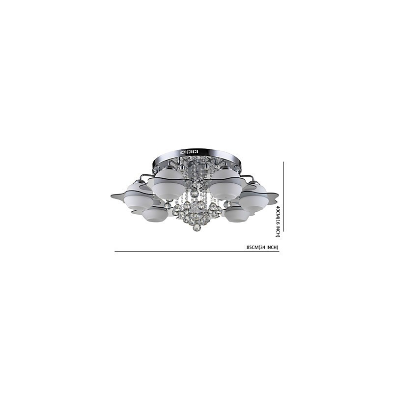Remoter Control 7 Lights with Blue Redss Modern Ceiling Light Flush Mount