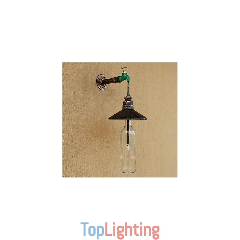Edison Retro Decorative Water Pipe Wine Bottle Wall lamp Wall Light