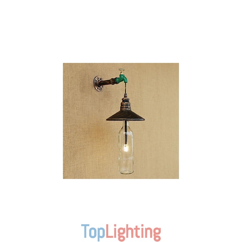 Edison Retro Decorative Water Pipe Wine Bottle Wall lamp Wall Light