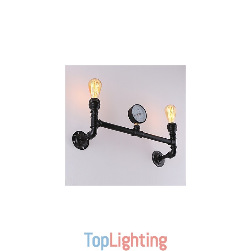 Vintage Industrial Pipe Wall Lights Black Creative Lights Restaurant Cafe Bar Decoration lighting With 2 Light Painted Finish